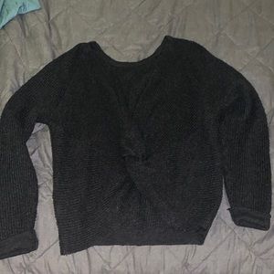 Grey Knit Sweater - Cute Tie in the back